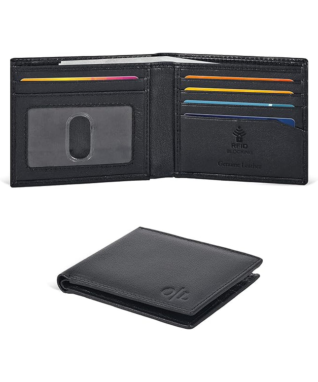Oak Leathers Slim Leather Wallet for Men - RFID Wallets Credit Card Holder Ultra Thin Gift for Mens, Front Pocket Minimalist Design
