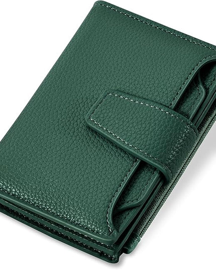 Airkit Small Wallet Women RFID Blocking Soft Leather Bifold Compact Card Holder Wallet for Women with Zipper Coin Pocket 4 ID Window