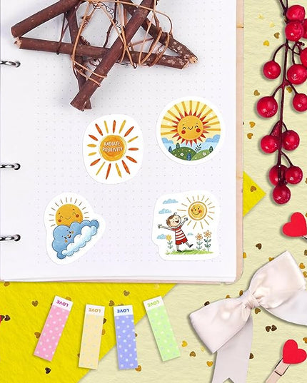 100Pcs Small Sun Stickers and Decals -Sunshine Stickers for Water Bottle - Sun Party Supplies & Decorations - Sunshine Gifts - Gift for Women & Men