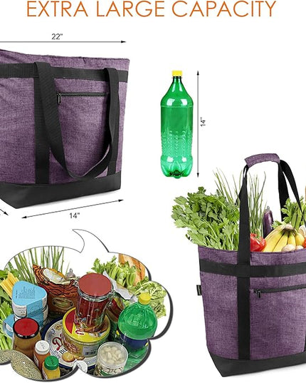 BeeGreen Cooler Bag Soft Leakproof Insulated Tote with Zipper for Beach Travel Grocery