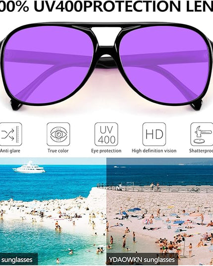 YDAOWKN Retro Aviator Sunglasses for Women Mens Large Frame Classic Vintage 70s Sun Glasses Aviators