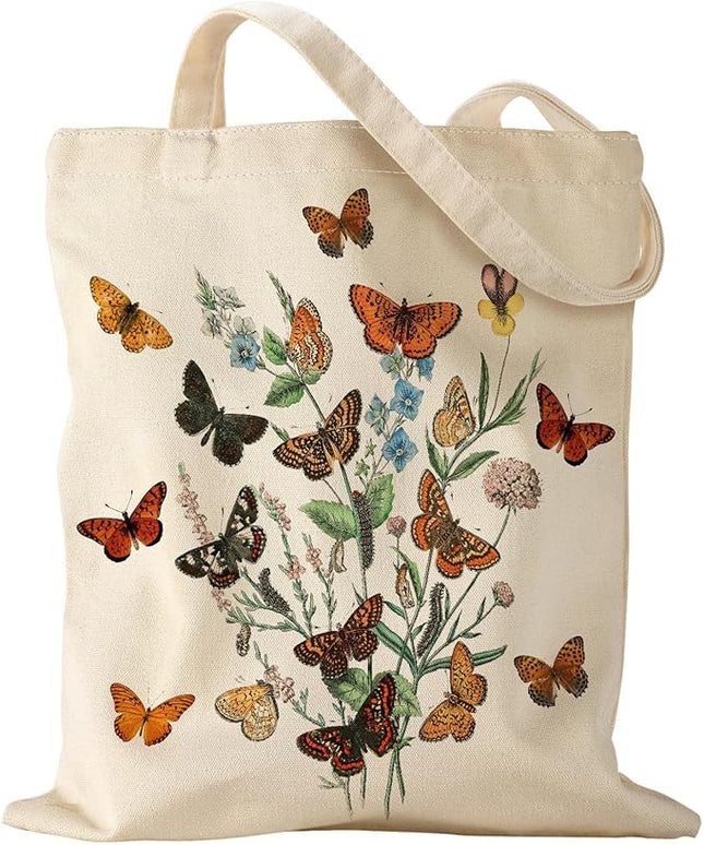 Aesthetic Canvas Tote Bag - Reusable Shoulder Tote Bag for Women Lady Casual Vacation, Shopping, Work, Gym