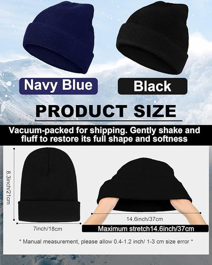 Jecery 50 Pack Winter Beanies Hats Bulk for Homeless Unisex Cold Weather Stretch Caps Warm Knitted Cuffed Hats for Women Men