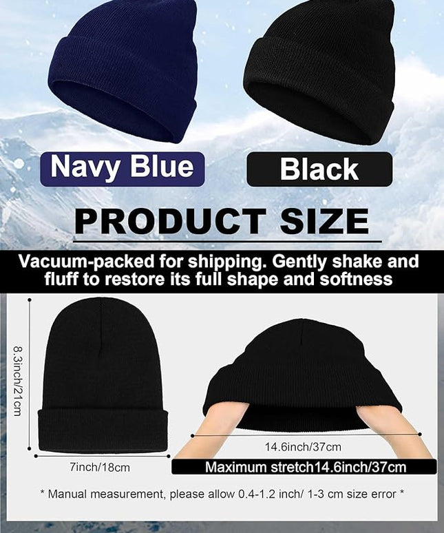 Jecery 50 Pack Winter Beanies Hats Bulk for Homeless Unisex Cold Weather Stretch Caps Warm Knitted Cuffed Hats for Women Men
