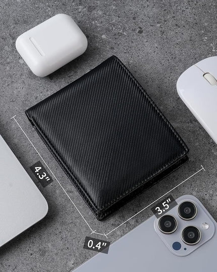 Mens Genuine Leather Bifold RFID Blocking Wallet with 14 Card Slots, ID Window & 2 Cash Pocket - Includes Gift Box
