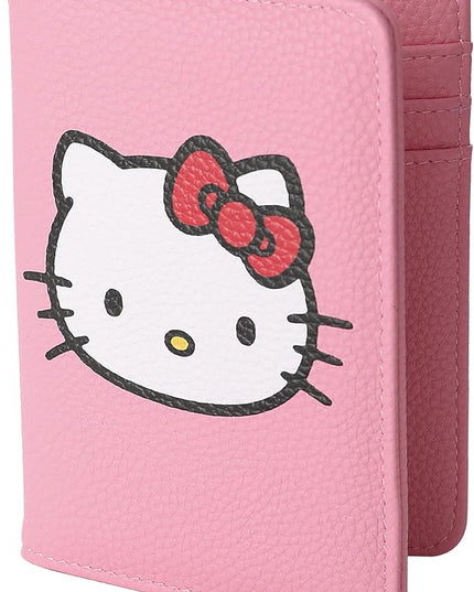 Hello Kitty Pebbled Pink Passport Holder for Travel Official License, Sanrio Passport Cover for Women