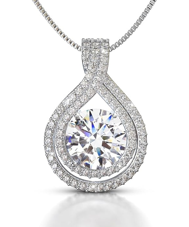 Platinum Plated Certified Moissanite Necklace for Women Gift for Her