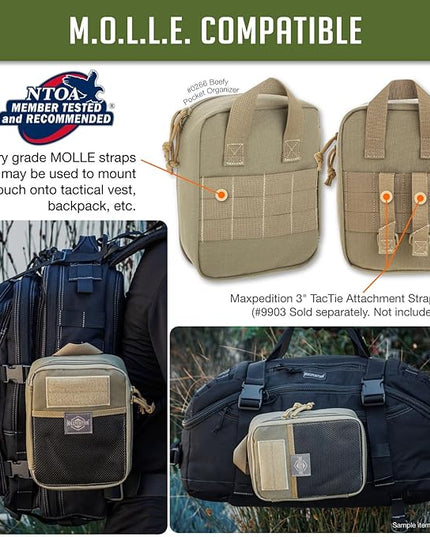 MAXPEDITION Beefy Pocket Organizer, Compact, MOLLE-Compatible, 1000D Nylon Tactical Pouch, Everyday Carry Tool and Gear Storage for Outdoor, Tactical, Survival, 0266