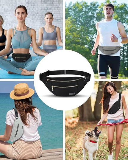 MAXTOP Large Crossbody Fanny Pack with 4-Zipper Pockets,Gifts for Enjoy Sports Festival Workout Traveling Running Casual Hands-Free Wallets Waist Pack Phone Bag Carrying All Phones