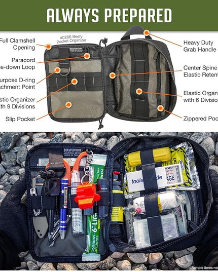 MAXPEDITION Beefy Pocket Organizer, Compact, MOLLE-Compatible, 1000D Nylon Tactical Pouch, Everyday Carry Tool and Gear Storage for Outdoor, Tactical, Survival, 0266