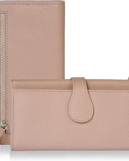 Real Leather Women Wallet Leather with RFID Blocking -Trifold Card Holder Designer Ladies Clutch with ID Window Wallets