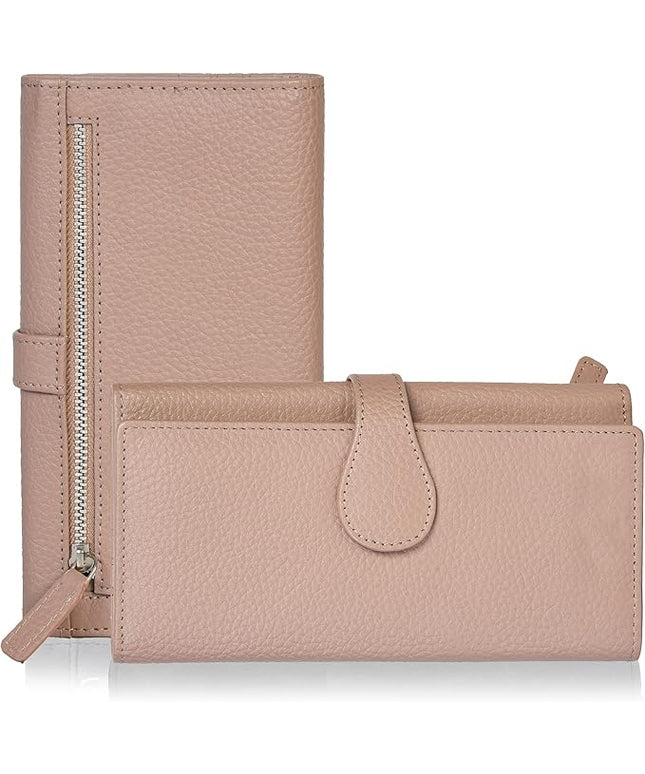 Real Leather Women Wallet Leather with RFID Blocking -Trifold Card Holder Designer Ladies Clutch with ID Window Wallets