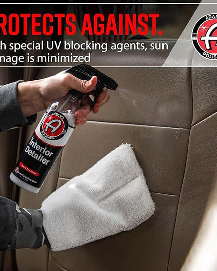 Adam's Polishes Interior Detailer 16 fl. oz - Total Car Cleaner, Protectant & Dressing | All Purpose Leather Conditioner | Vinyl, Dashboard, Screen, Seat Cleaner & More - Pack of 2