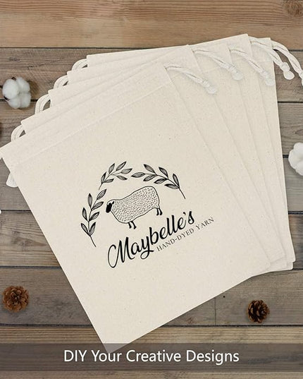 TOPDesign 12-Pack 8” x 10” Reusable Produce Bags, Muslin Bags with Drawstrings for Shopping & Storage, 100% Natural Cotton, Washable, Biodegradable, Food Safe