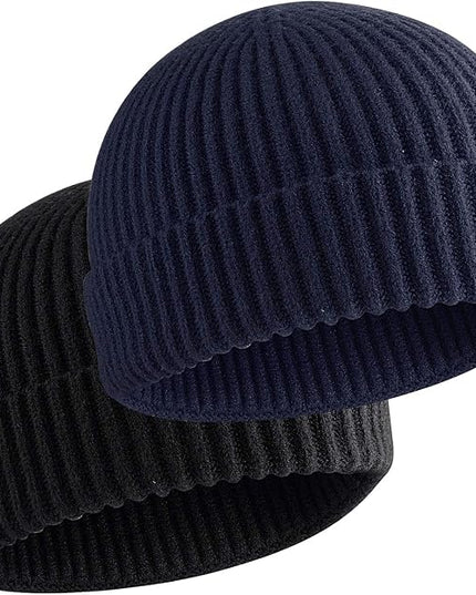 50% Wool Warm Cuffed Swag Knit Short Fisherman Beanie for Men Women Winter Hats Trawler Skull Cap