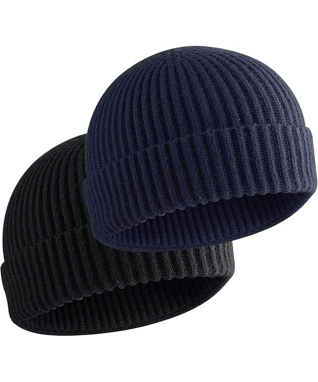 50% Wool Warm Cuffed Swag Knit Short Fisherman Beanie for Men Women Winter Hats Trawler Skull Cap