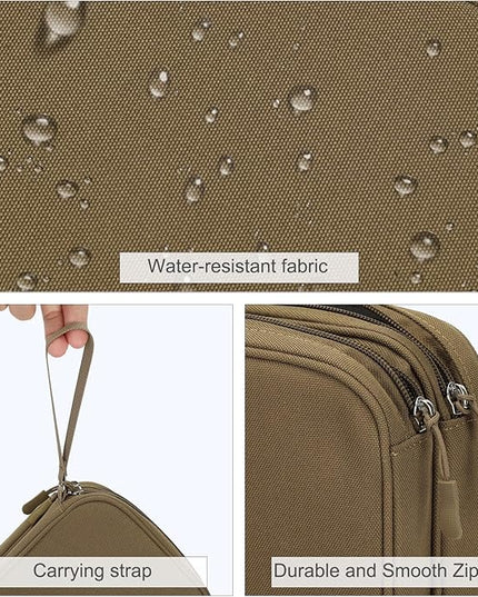 FYY Electronic Organizer, Large Travel Cable Organizer Bag Pouch Electronic Accessories Carry Case Portable Waterproof Double Layers All-in-One Storage Bag for Cable, Cord, Charger, Phone, Brown
