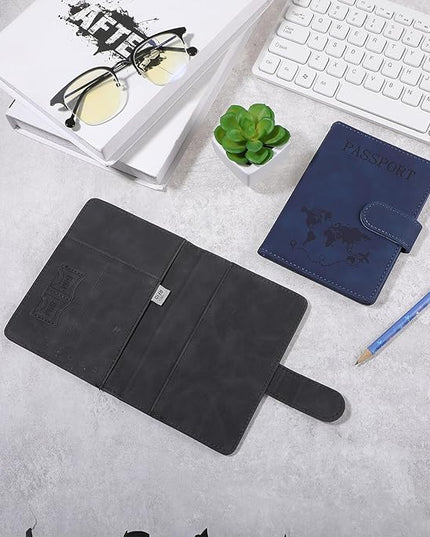 2 Pack Passport Holder for Travel, Passport Wallet Cover Case Waterproof RFID Blocking Passport Holder with Pen Holder Travel Essential, Passport Book Holders for Women and Men(B)
