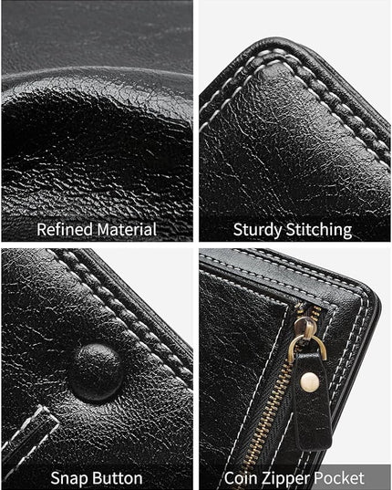 TFKGS Slim Wallet for Women Vegan Leather RFID Blocking, Small Thin Credit Card Holder Bifold Compact Pocket Ladies Mini Purse Black