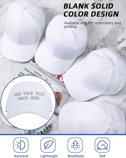 Handepo 24 Pcs Blank Baseball Cap Adjustable Back Strap Plain Blank Camouflage Hat Unisex Baseball Cap for Trucker Men Women