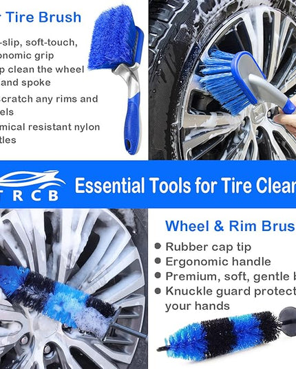 20Pcs Car Wheel Tire Detailing Brush Set,Car Detailing kit,Car Detailing Brushes,Auto Detailing Drill Brush Set,17" Long Handle Rim Wheel Brush,Tire Brush,Car Cleaning Kit for Wheels,Interior,Exterior