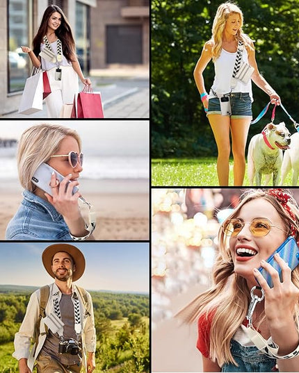 XANGNIER Clip and Go Strap for Phone with Wallet Crossbody, Phone Strap with Zippered Wallet, Adjustable Anti Theft Cellphone Lanyard for Women, Cellphone Chain Accessories,Multicolor 4