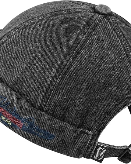 Croogo Denim Docker Hat Fashion Brimless Beanie Hat Retro Worker Skull Cap Rolled Cuff Sailor Cap Hip Hop Dancing Watch Cap