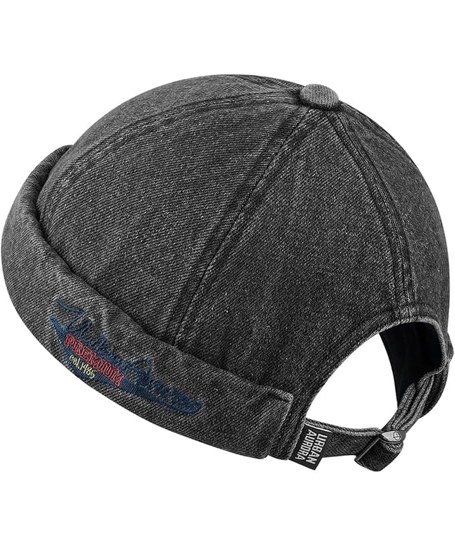 Croogo Denim Docker Hat Fashion Brimless Beanie Hat Retro Worker Skull Cap Rolled Cuff Sailor Cap Hip Hop Dancing Watch Cap