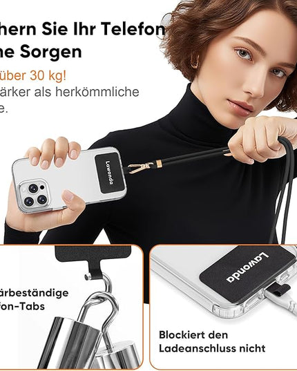 Phone Lanyard Universal Crossbody Cell Phone Strap Anti-Theft Adjustable Neck Lanyard for iPhone 17 Pro Max 2pcs Phone Patchs Tether Pads Apricot Tint