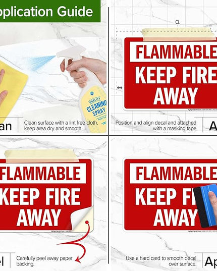 Flammable Keep Fire Away Sign, 10x7 Inches, 4 Mil Vinyl Decal Stickers Weather Resistant, Made in USA by My Sign Center