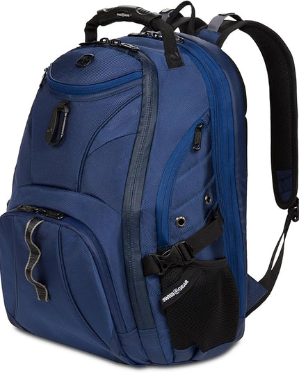 SwissGear 1900 ScanSmart 17” Laptop Backpack Navy Ballistic – Reflective Tech Backpack with ScanSmart Compartment – Multiple Organizer Pockets & RFID Scan Blocking Technology
