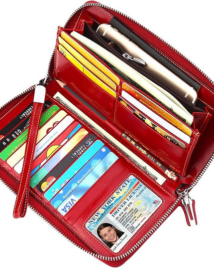Lavemi Small Compact Women Wallet RFID Blocking Genuine Leather Bifold Purse with ID Windows