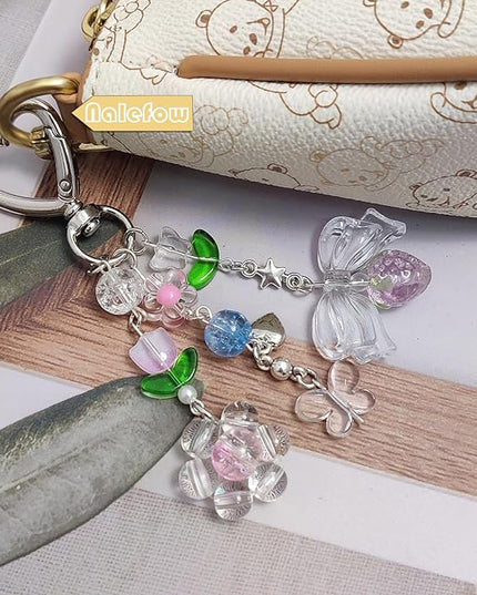 Keychain Bag Accessories Cute Cherry Strawberry Flower Keychains Accessories Decor for Keys Bags Purses Gift