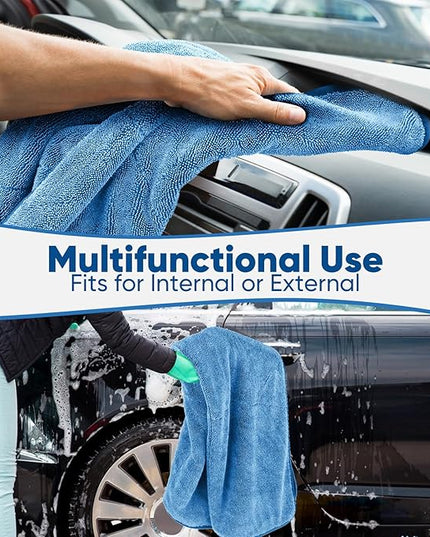 HOMEXCEL Professional Car Drying Towel (36"x 24") with Twisted-Loop Technology, 1200GSM for a Streak-Free Finish – Microfiber Towels for Cars, Trucks, SUVs, RVs and Motorcycles, Blue
