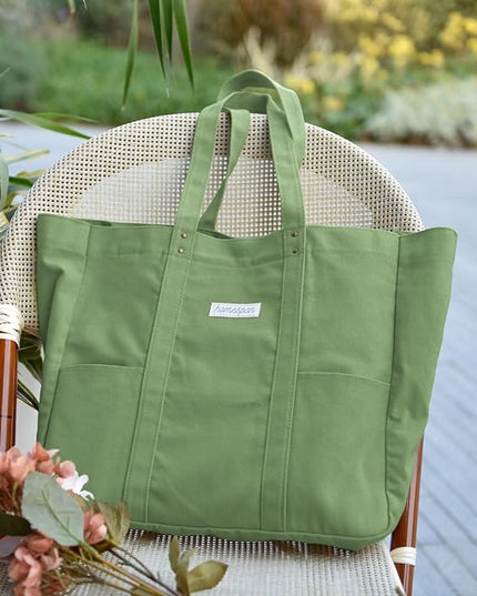 HOMESPON Large Canvas Tote Bag for Women Everything Bag with Pockets and Laptop Sleeve