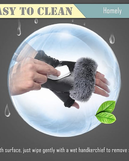 Cute Winter Gloves - Fuzzy Furry Faux Fur Lined, Warm Hands Warmer for Women