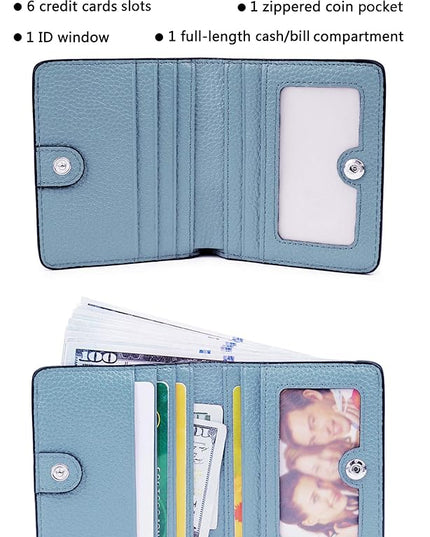 AINIMOER Small Leather Wallet for Women, Ladies Credit Card Holder RFID Blocking Women's Mini Bifold Pocket Purse