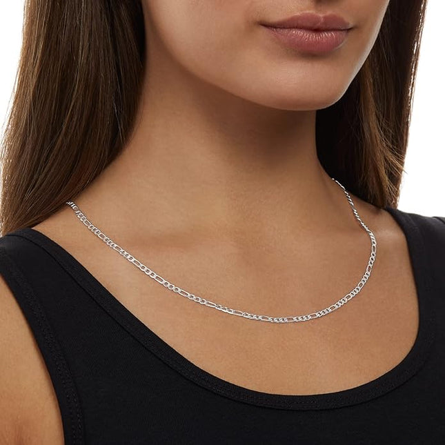 Amazon Essentials 14k Gold or Sterling Silver Plated Figaro Chain Necklace