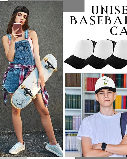 Hercicy 40 Pack Sublimation Blank Trucker Hat Bulk Baseball Cap Adjustable Mesh Unisex Polyester Hat Heat Transfer