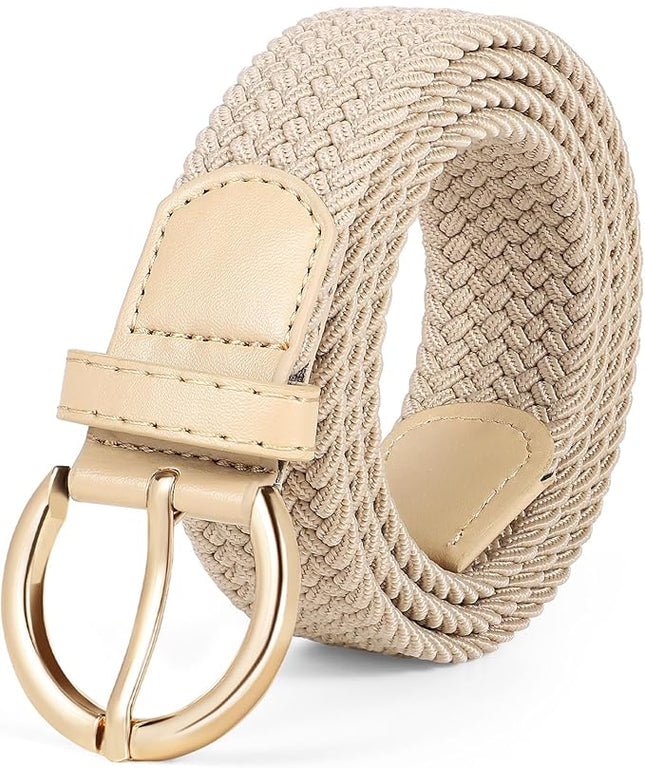 JASGOOD Women Men Braided Woven Elastic Stretch Belt Golf Canvas Casual Belt for Jeans Pants