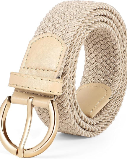 JASGOOD Women Men Braided Woven Elastic Stretch Belt Golf Canvas Casual Belt for Jeans Pants
