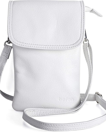 befen Genuine Leather Small Crossbody Bags for Women Cell Phone Bag Cross Body Purses,Silver Zipper