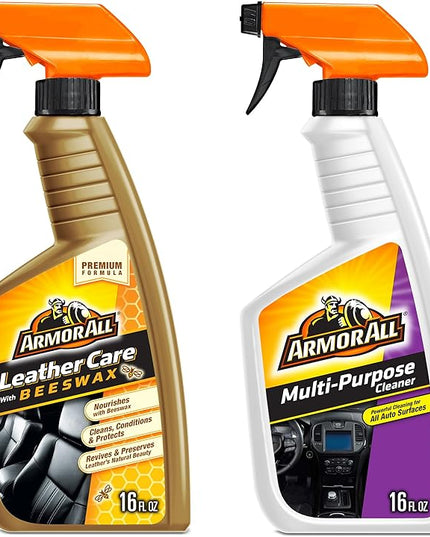 Armor All Car Leather Cleaner Spray, 16 Oz + Multi Purpose Cleaner, Car Cleaner Spray for All Auto Surfaces 16 Fl Oz