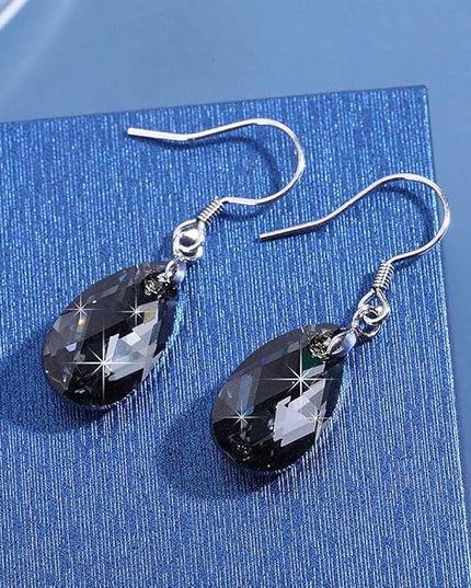 Teardrop Austrian Crystal Drop Dangle Earrings for Women 925 Sterling Silver Hook Hypoallergenic Jewelry