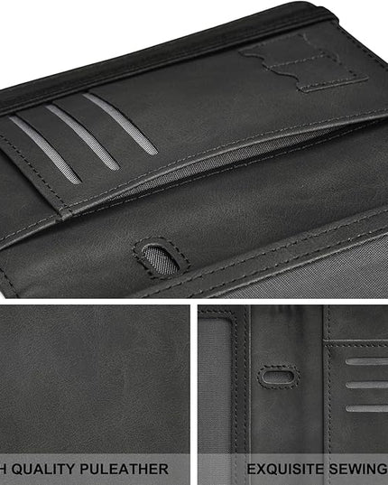 HerriaT Passport and Vaccine Card Holder Combo,Cover Case with CDC Vaccination Card Slot, Leather Travel Documents Organizer Protector, with RFID Blocking, for Women and Men