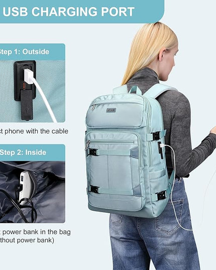 PIJUSHI Travel Backpack for Women Flight Aprroved Carry on Bag Large Casual Luggage Backpack Fit 16 inch Laptop(PE050 Teal Blue)