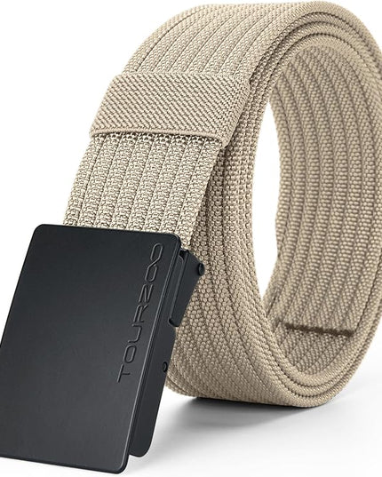 Nylon Military Tactical Belts for Men 1.5" No Holes Adjustable Webbing Canvas Belt for Hiking, Casual & Outdoor