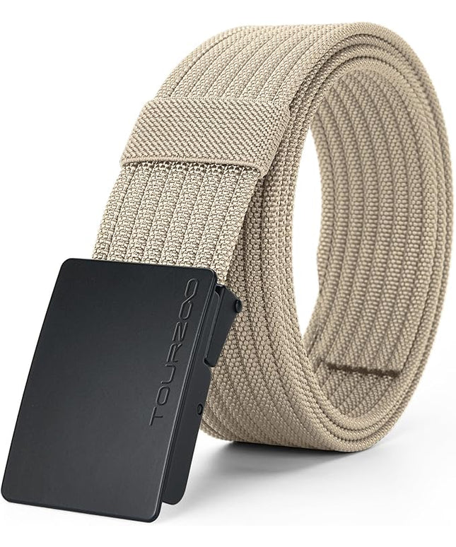 Nylon Military Tactical Belts for Men 1.5" No Holes Adjustable Webbing Canvas Belt for Hiking, Casual & Outdoor