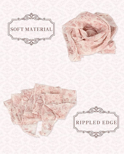 Chiffon Scarf for Women, Removable Flower Neck Scarf Light Soft Fashion Rose Scarves Versatile Headband or Hair Band