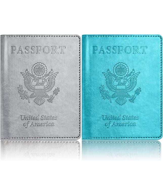 Eoehro Passport Holder for Travel Essentials-2Pack, Passport Wallet Cover Case for Travel Must Haves Accessories,Passport Book Holders for Women and Men